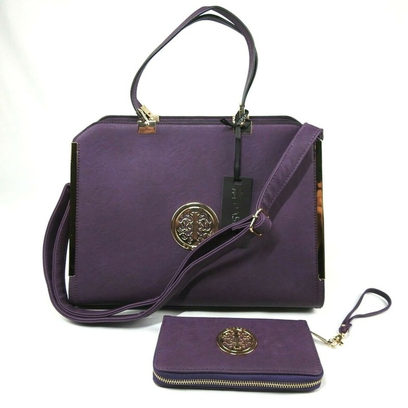 Dasein Handbags - Dasein Shoulder Bag With Wallet Purse Set Purple